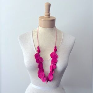 Natural Fuchsia Bead Necklace-Adjustable